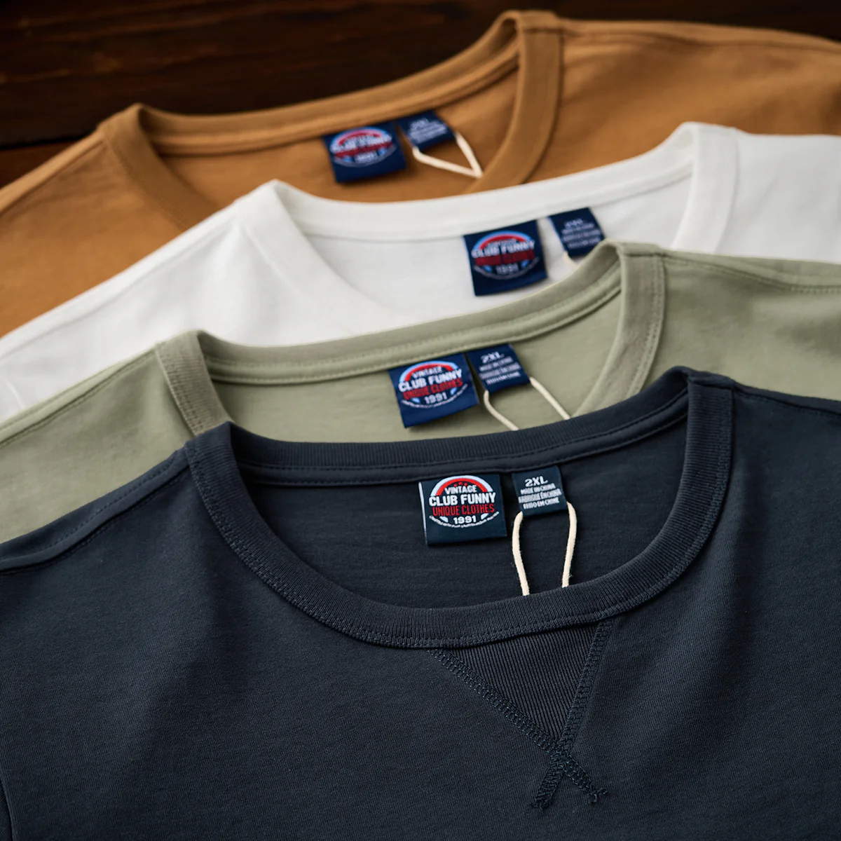 ヘビーウェイト　無地クルーネック海軍Tシャツ - Image 9