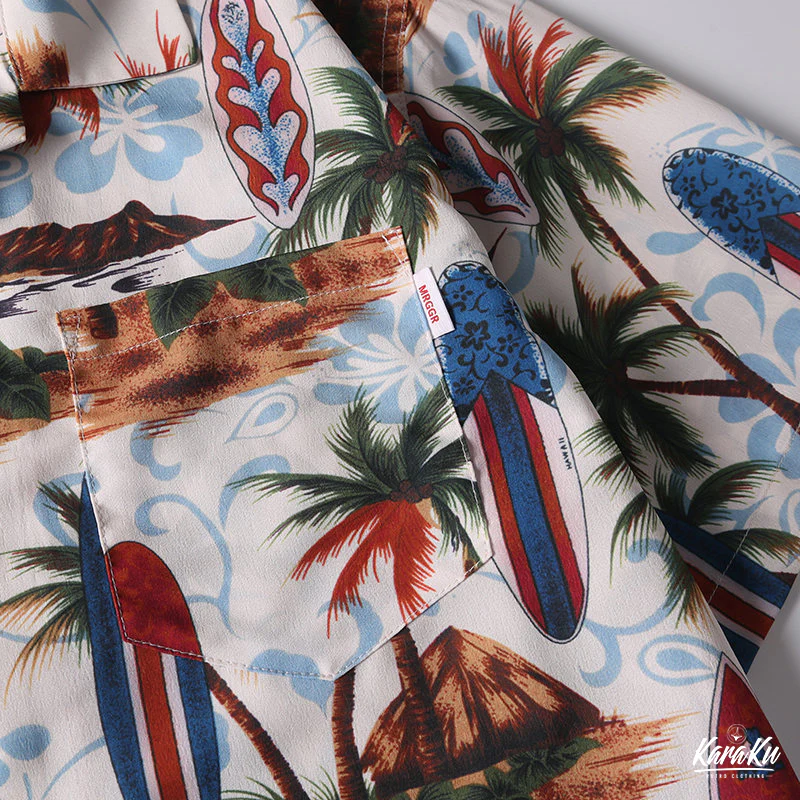 HAWAII ALOHA 「サーフボード&ヤシの木」アロハシャツ - Image 6