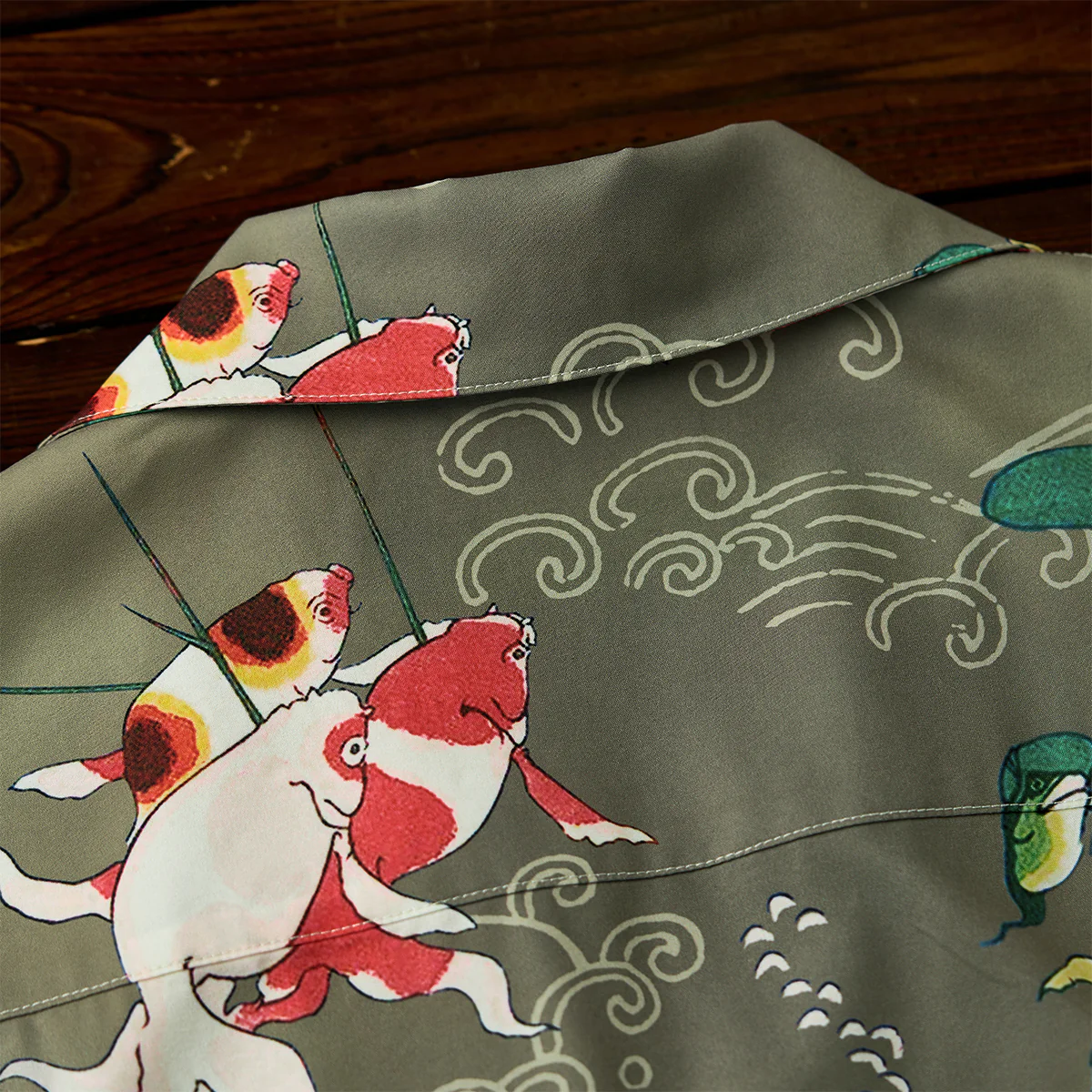 歌川国芳「金魚づくし」浮世絵風プリント入りアロハシャツ - Image 17
