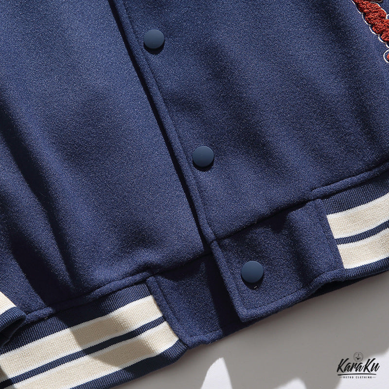 異素材コンビ配色ⅹ刺繡入りスタジャン　全3色 - Image 13