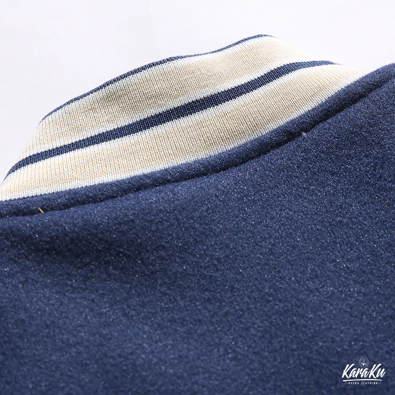 異素材コンビ配色ⅹ刺繡入りスタジャン　全3色 - Image 9